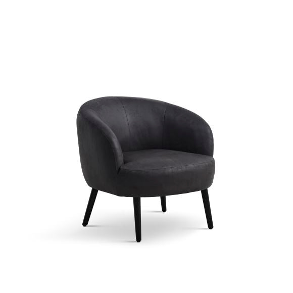 Conrad loungestol m. armlæn onyx sort micro læder bull og sort træ