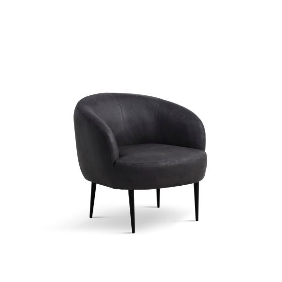 Conrad loungestol m. armlæn onyx sort micro læder bull og sort metal