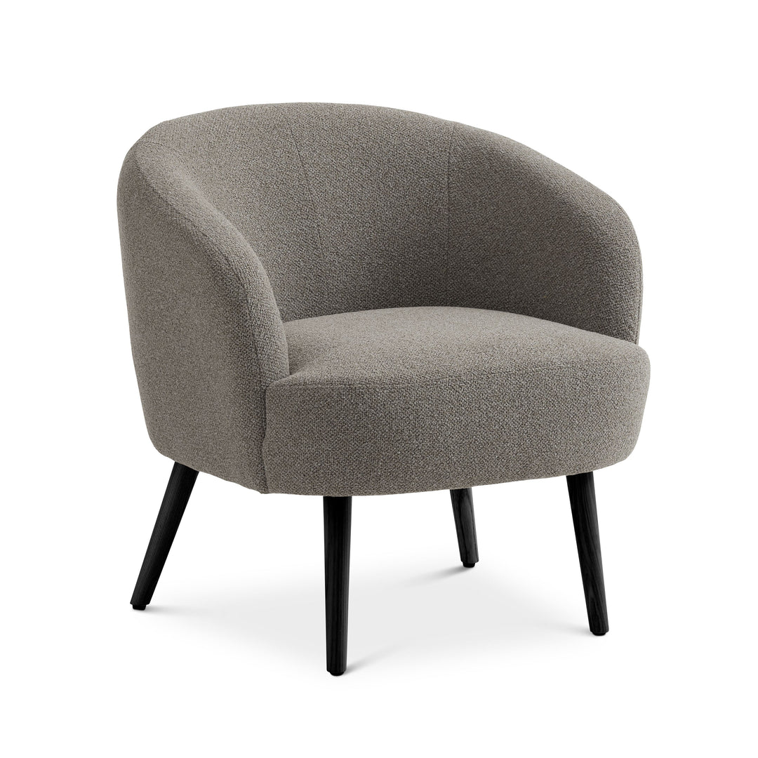 Conrad loungestol m. armlæn mushroom polyester stof og sort asketræ