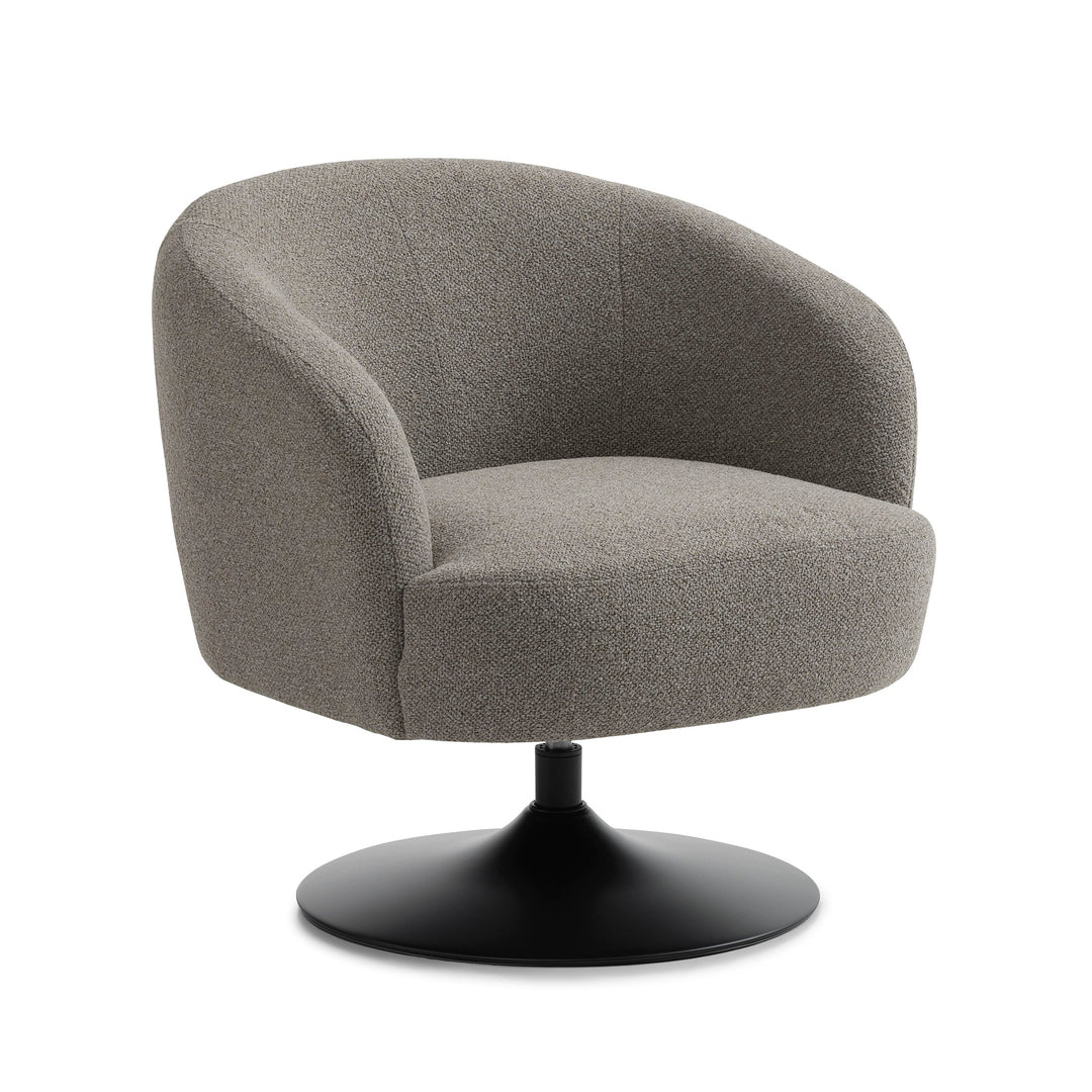 Conrad loungestol m. armlæn og trompetfod mushroom polyester stof og sort metal