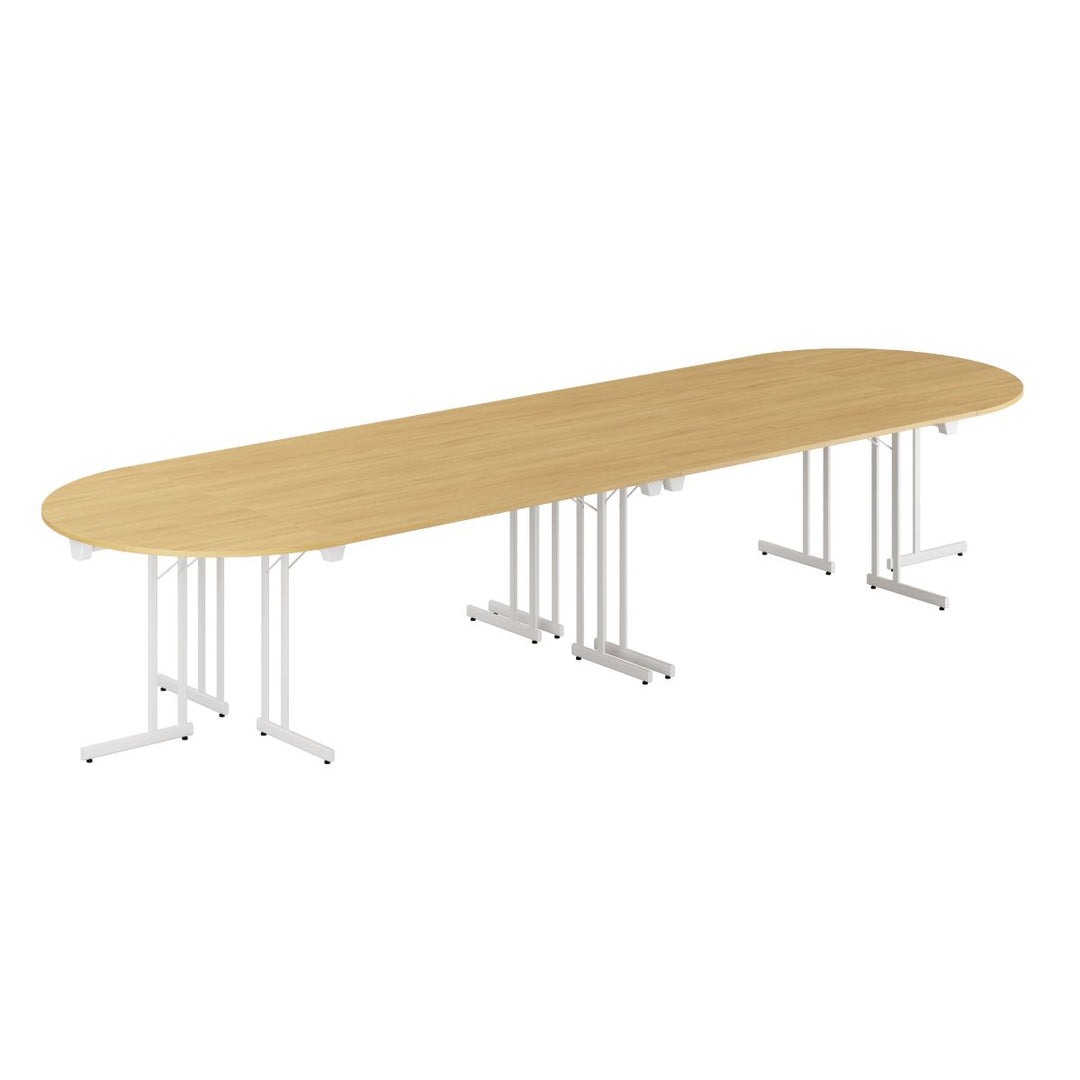 Produktbillede af Konferencebord 400x120cm Sammenklappeligt bord Eg-hvid på tilbud