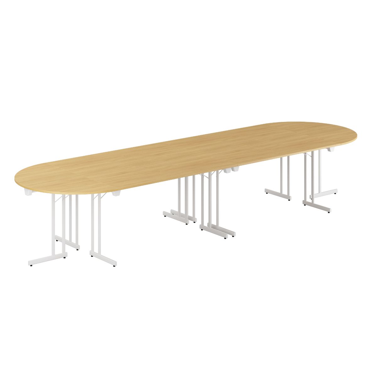 Produktbillede af Konferencebord 400x120cm Sammenklappeligt bord Eg-hvid på tilbud