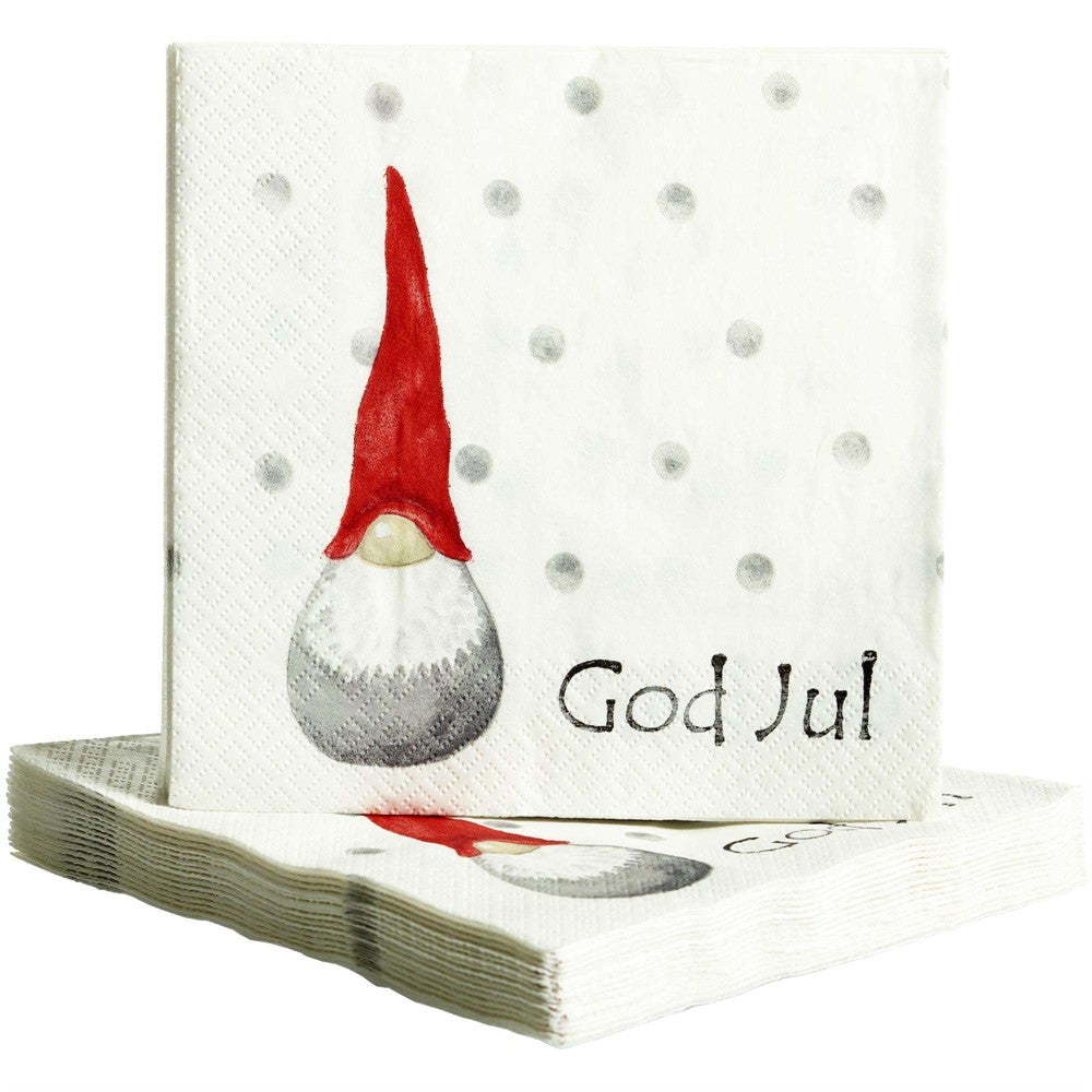 Produktbillede af Nääsgränsgården Papirserviet Santa High Hat 1 santa hvid 20 stk 25x25cm i premium kvalitet