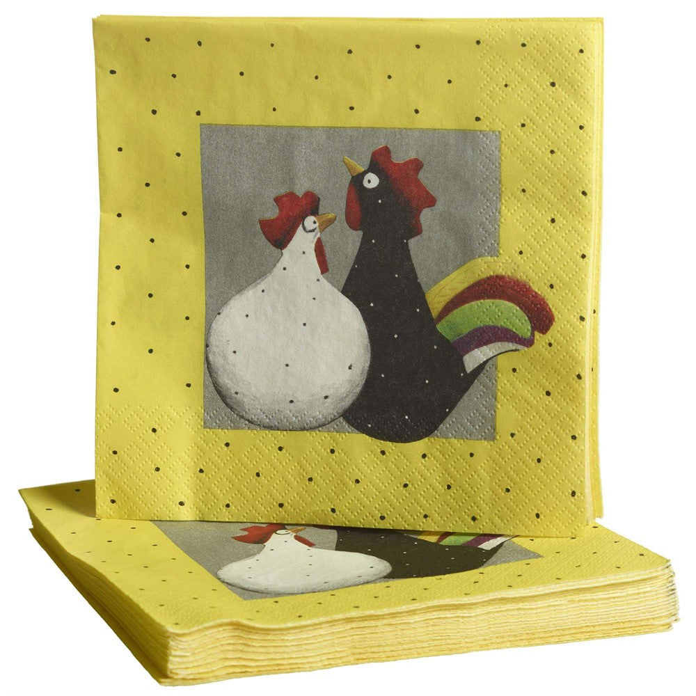 Produktbillede af Nääsgränsgården Paper napkins Hen & Rooster 20 stk 33x33cm i premium kvalitet