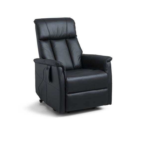Linus recliner stol m. 2 motorer vippefunktion fodskammel og armlæn sort læder/PVC