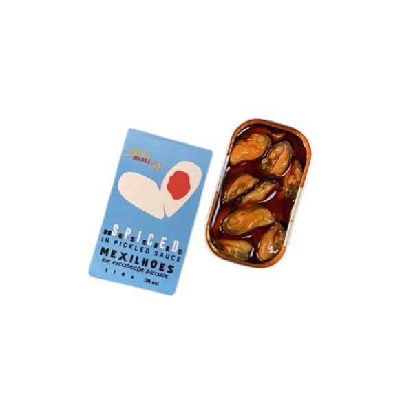 Produktbillede af Muslinger i Escabeche Krydret 125 G på tilbud – premium kvalitet og detaljer