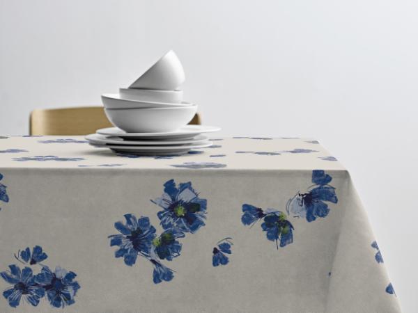 Produktbillede af Södahl Flora Akryldug m. antislip 140 cm Blue i metermål i premium kvalitet