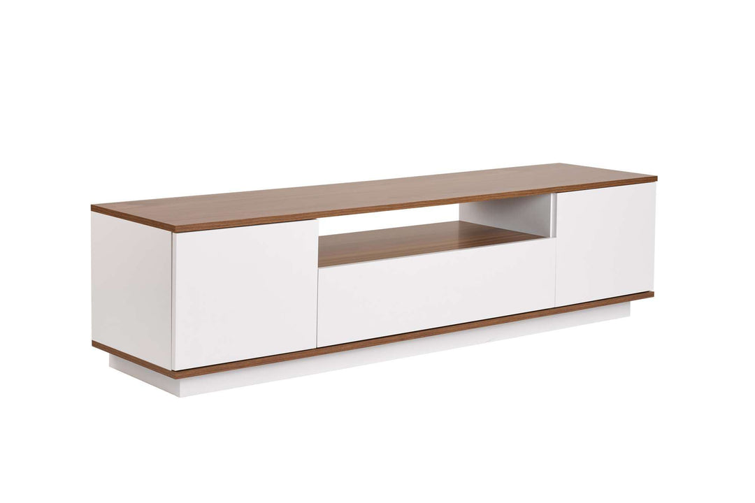 NORDVÄRK Veramont TV-bord m. 3 låger 1 hylde hvid og valnød melamin 180x44,5