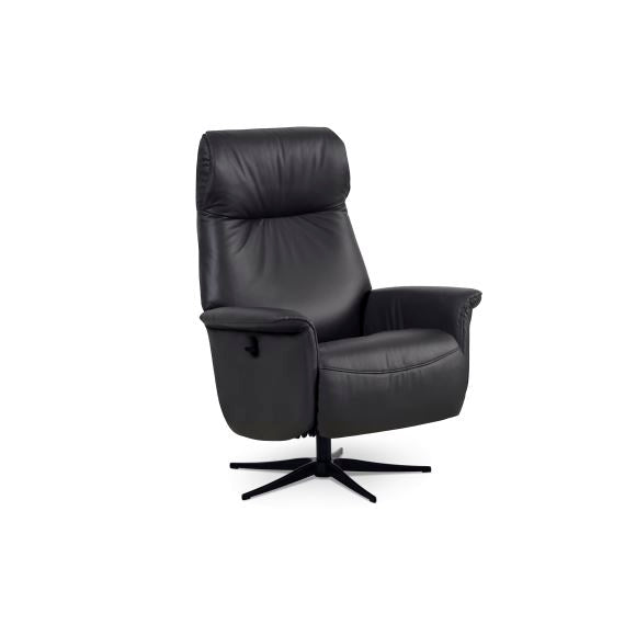Tristan recliner stol manuel m. vippefunktion fodskammel og armlæn sort læder/PVC