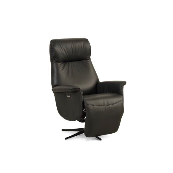 Tristan recliner stol m. 2 motorer vippefunktion fodskammel og armlæn sort læder/PVC