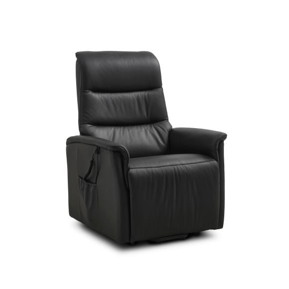 Max recliner stol m. 2 motorer sædeløft vippefunktion fodskammel og armlæn sort læder/PVC