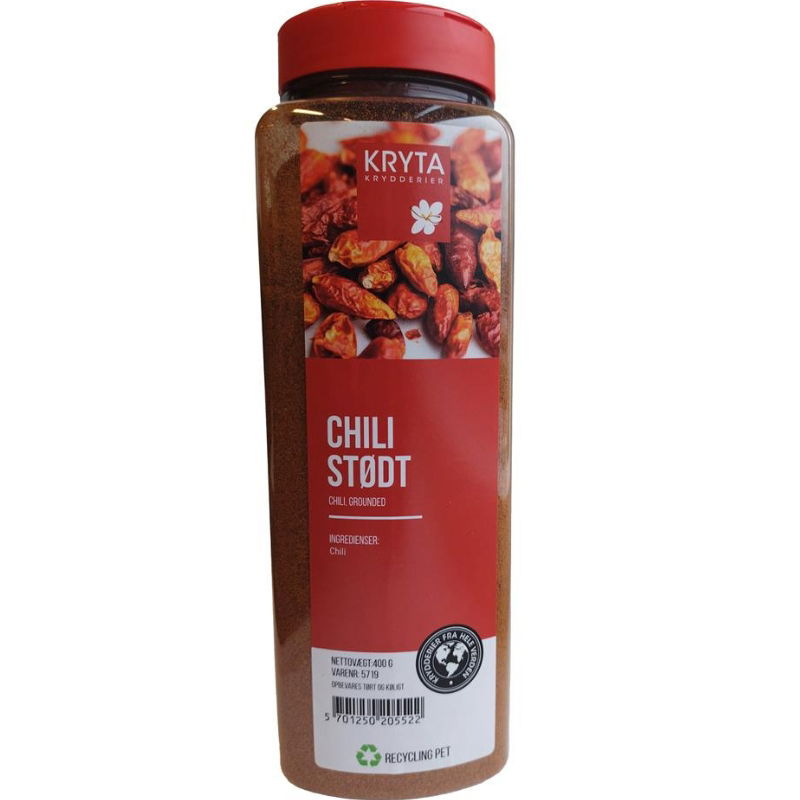 Produktbillede af Stødt Chili 400 g på tilbud i premium kvalitet