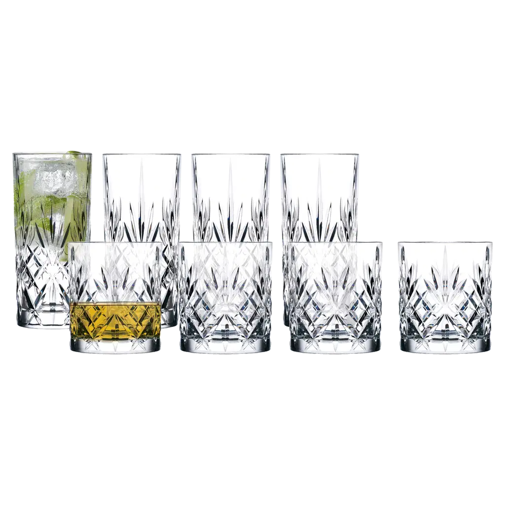 Produktbillede af Lyngby Glas Whisky/Highball glas Melodia 8 dele i premium kvalitet