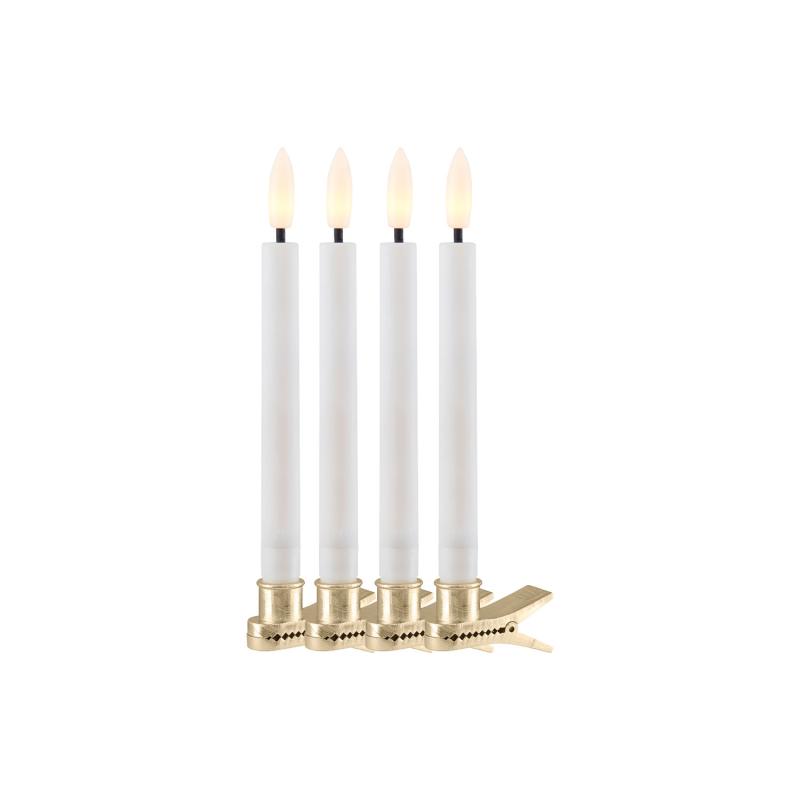 Produktbillede af Sirius Sille Voks Juletræslys 4 pak Hvid Ø1,5 x H12,8 cm i premium kvalitet