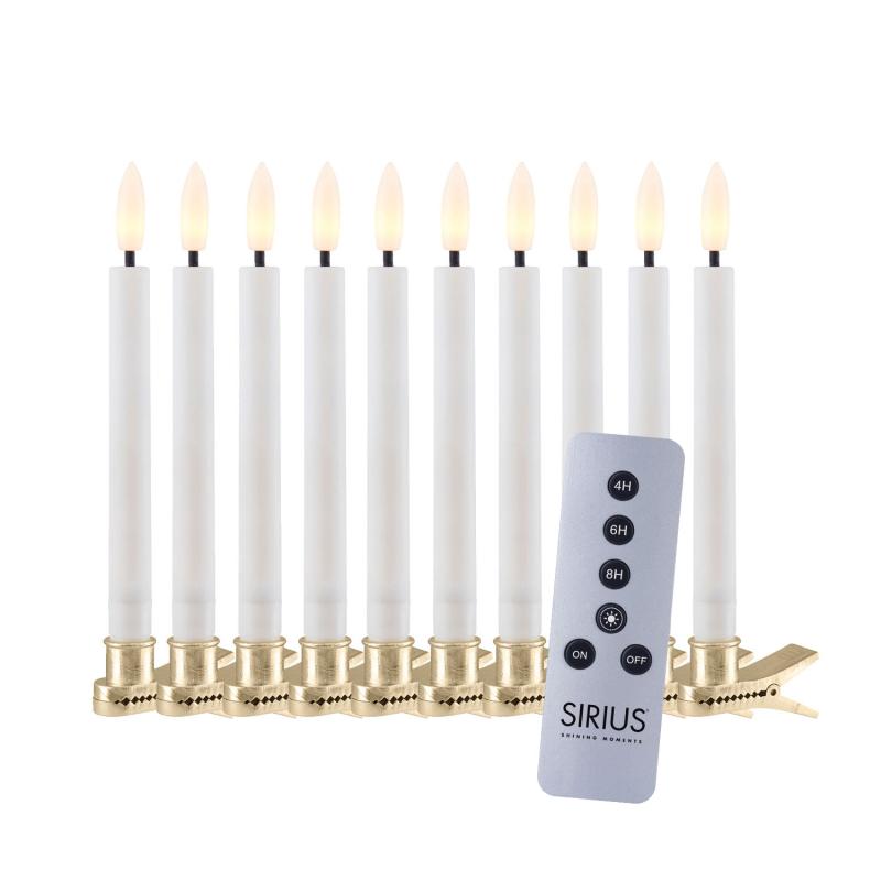 Produktbillede af Sirius Sille Voks Juletræslys 10 pak Hvid Ø1,5 x H12,8 cm i premium kvalitet