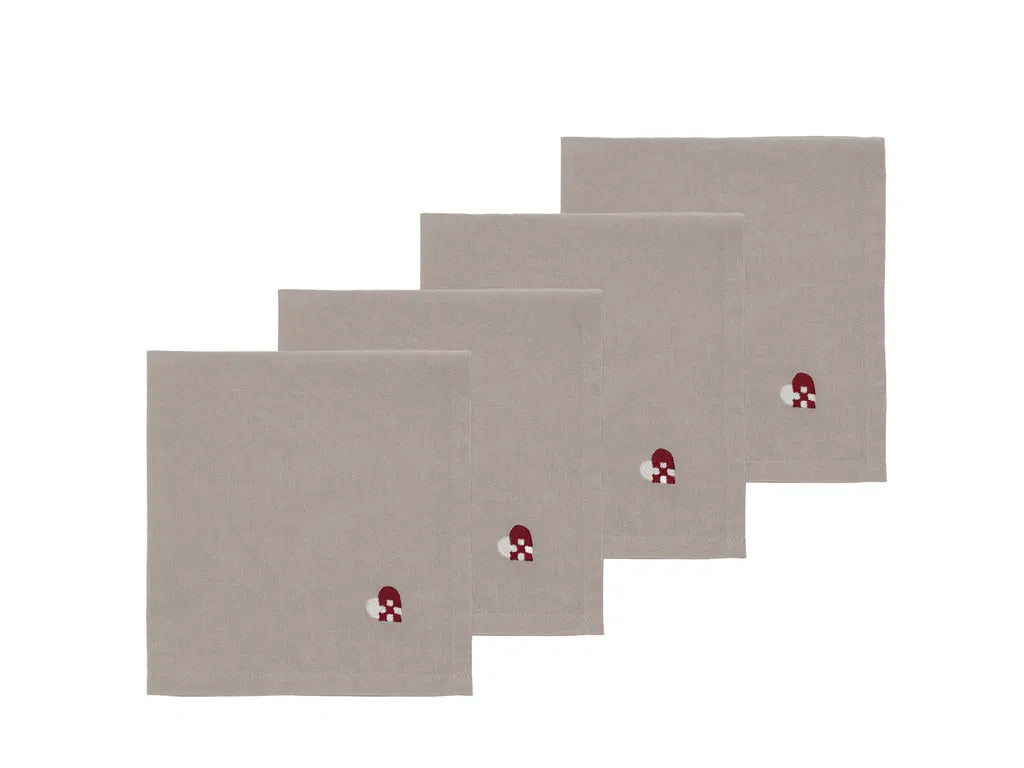 Produktbillede af Södahl Stofservietter Christmas Hearts Embroidery 4 stk. Mørk rød i premium kvalitet