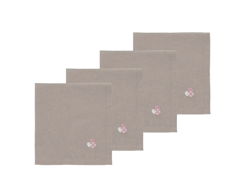 Produktbillede af Södahl Stofservietter Christmas Hearts Embroidery 4 stk. Rose i premium kvalitet