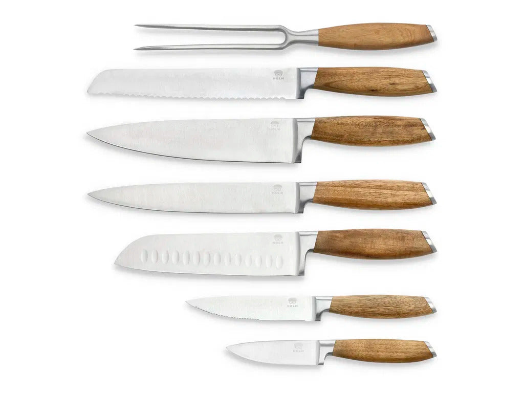 Produktbillede af Claus Holm Knivsæt 7 dele Rustfrit stål/Akacie i premium kvalitet