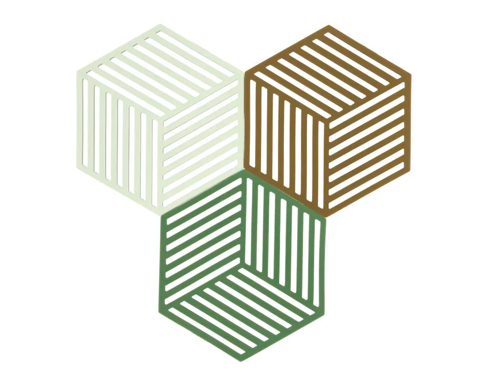 Produktbillede af ZONE Denmark Bordskåner Hexagon 3 stk. Grass/Mint/Liquorice i premium kvalitet