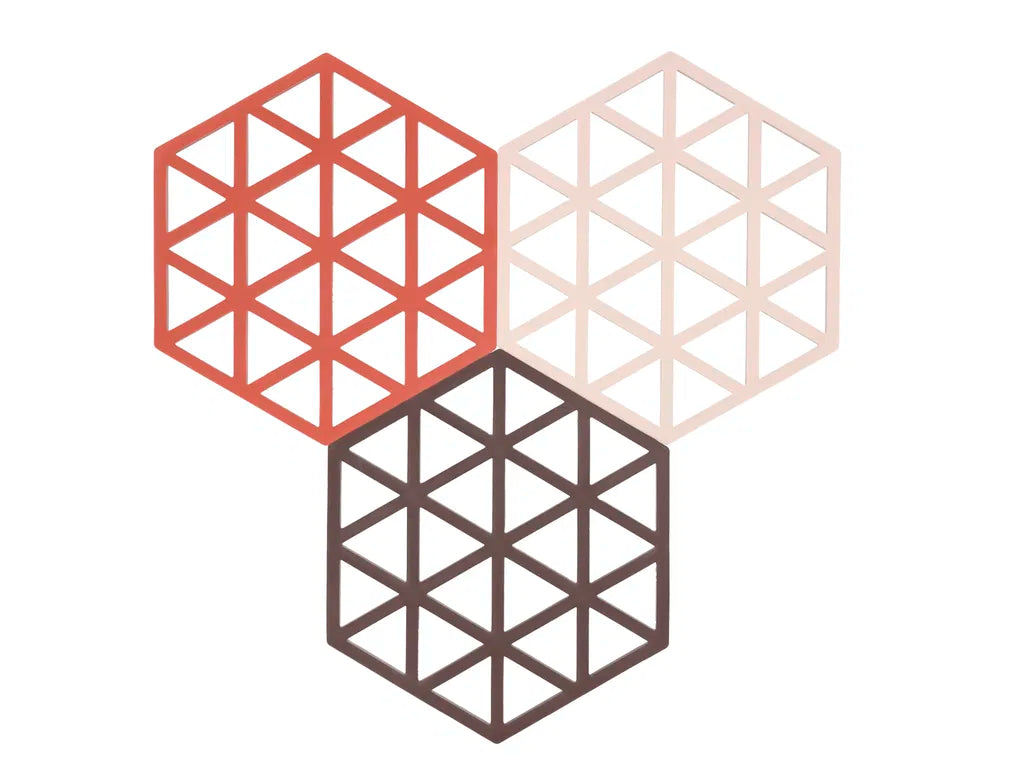 Produktbillede af ZONE Denmark Bordskåner Triangles 3 stk. Burned Red/Rose/Kalamata i premium kvalitet