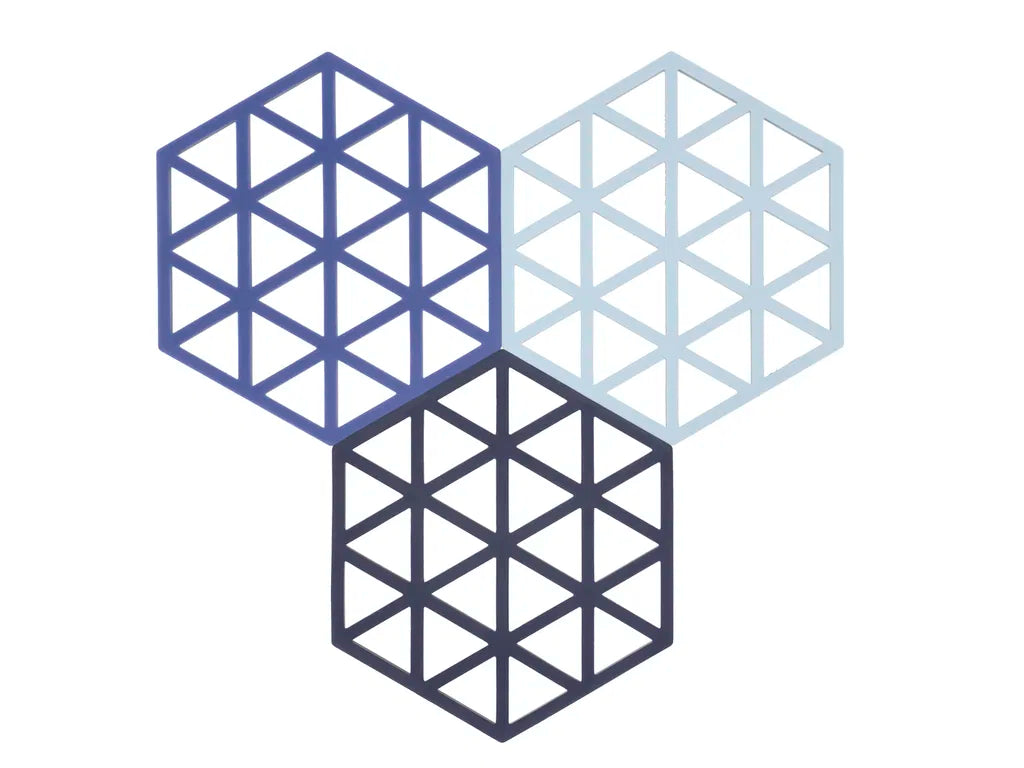 Produktbillede af ZONE Denmark Bordskåner Triangles 3 stk. Midnight/Indigo/Blue i premium kvalitet