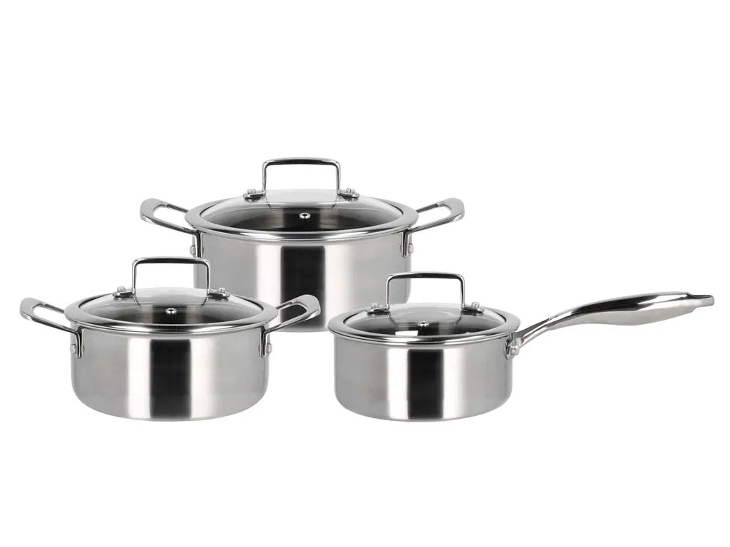 Produktbillede af Claus Holm HOLM Hybrid 3ply Grydesæt med låg 6 dele Silver metallic i premium kvalitet