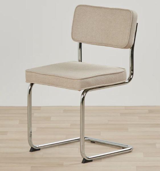 Rupert spisebordsstol sand polyester stof og krom metal