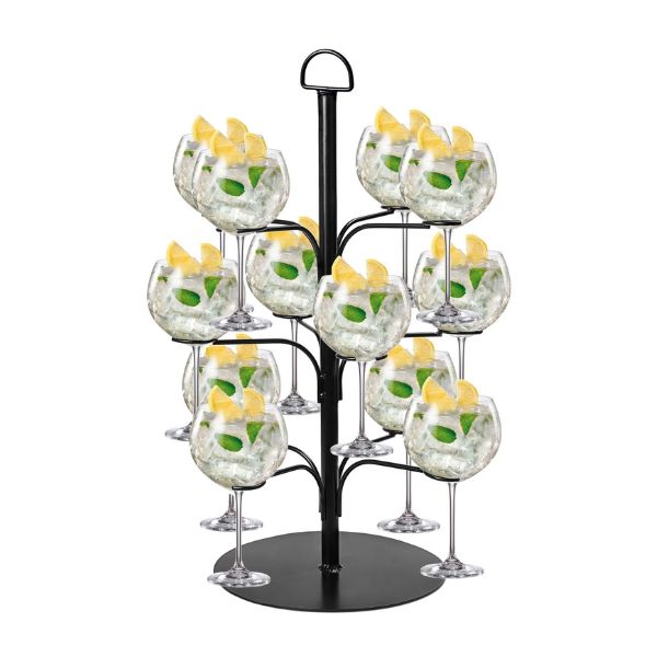 Produktbillede af Cocktail Træ Sort M. 12 Gin Glas på tilbud i premium kvalitet