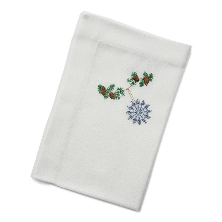 Produktbillede af Langkilde & Søn Juleserviet i stof med blå krystal i premium kvalitet