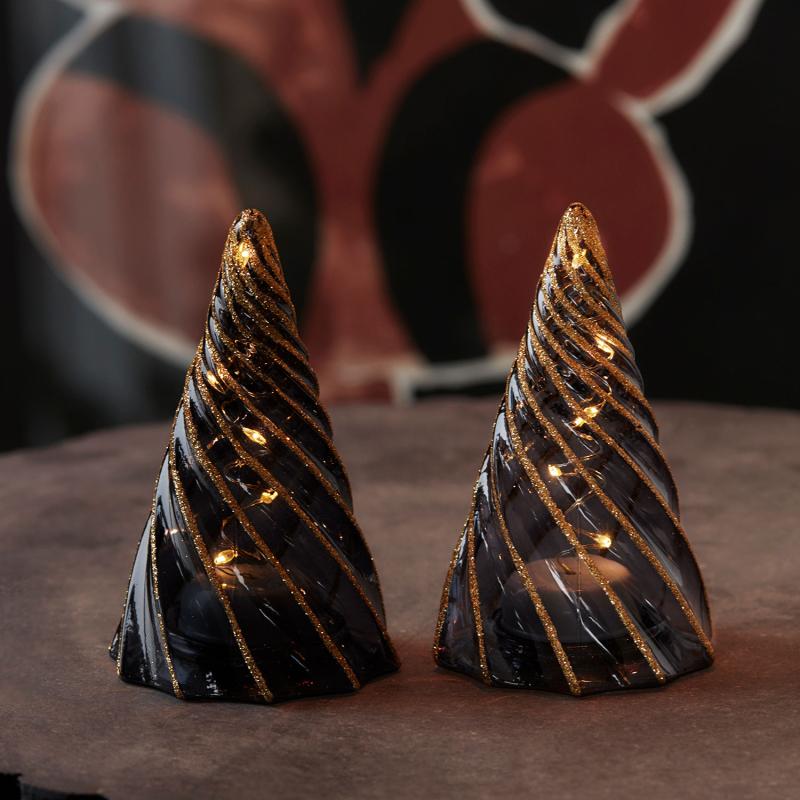 Produktbillede af Sirius Vilma Træ 2 stk Sort/Guld Ø6 x H11 cm i premium kvalitet