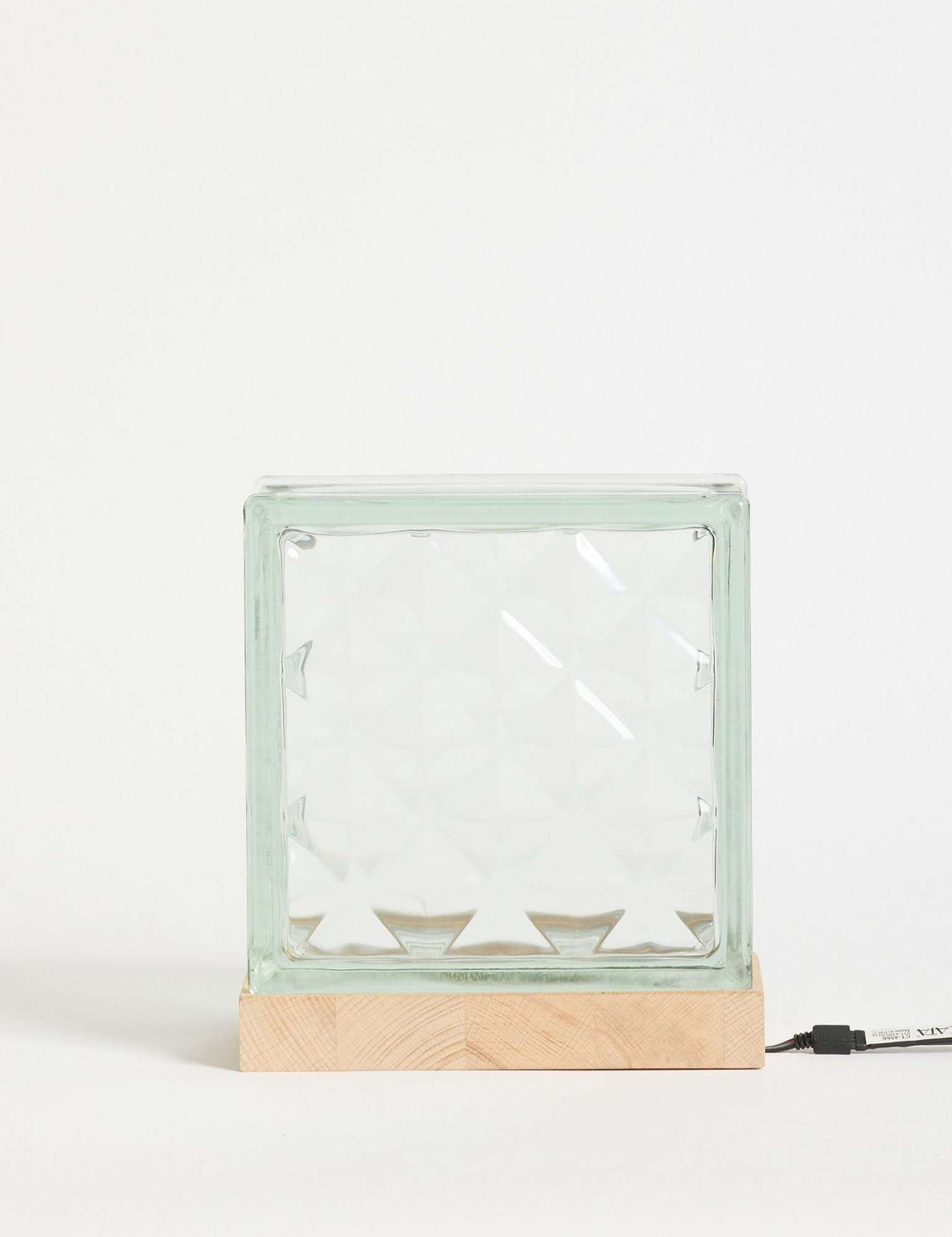LUMI Mood Block bordlampe klar glas og træ