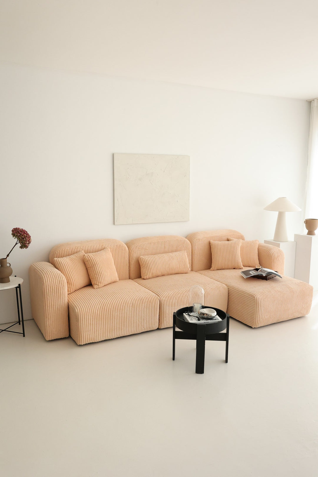 NORDVÄRK Kuba hjørnesofa pulver polyester fløjl