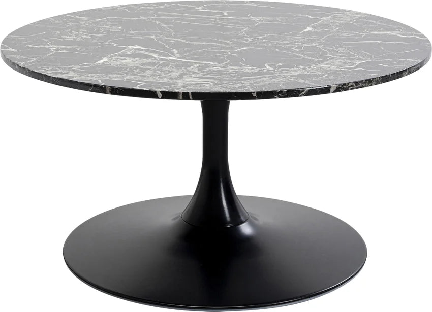 KARE DESIGN Schickeria sofabord rund sort marmorlook laminat og sort stål Ø80