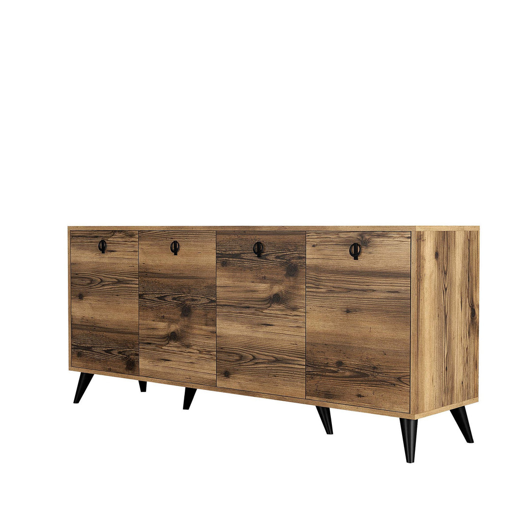 NORDVÄRK Elite konsolbord m. 4 låger 2 hylder valnød melamin og plast 180x45