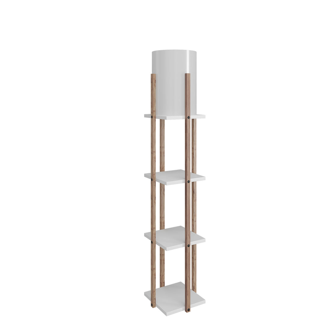 LUMI Nocturna gulvlampe m. 3 hylder hvid stof og spånplade/MDF