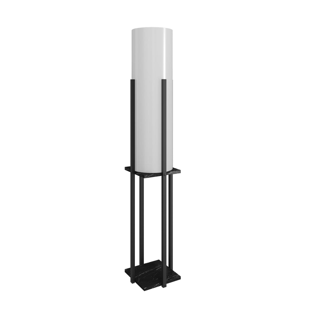 LUMI Toul gulvlampe m. 1 hylde stof og sort spånplade/MDF