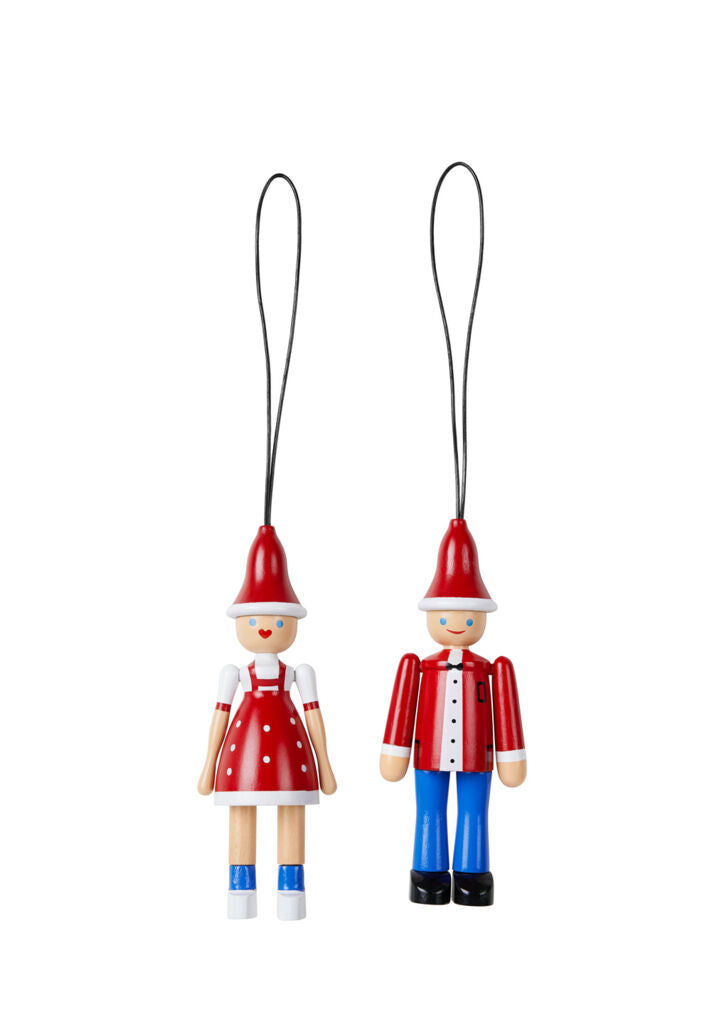 Produktbillede af Kay Bojesen Julepynt Jule Ole & Jule Lise rød/blå/hvid i premium kvalitet