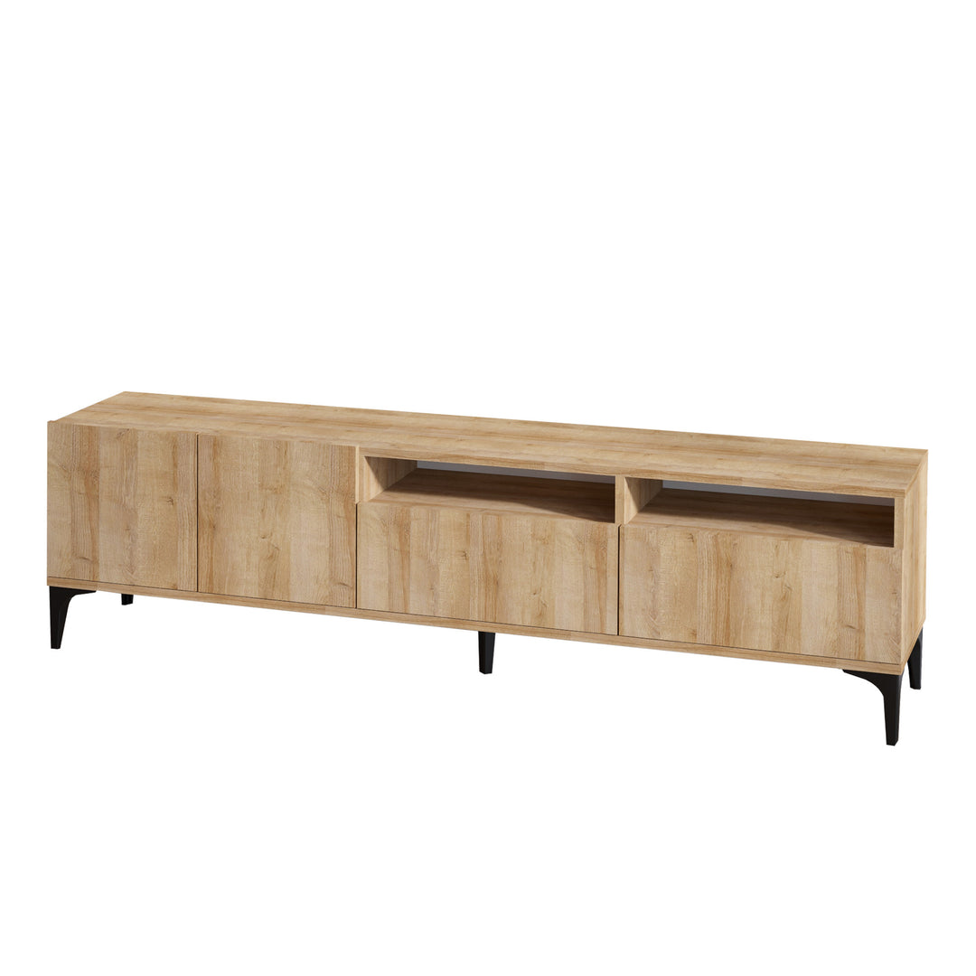 NORDVÄRK Ross TV-bord m. 4 låger og 2 rum egefarvet melamin og plast 180x35