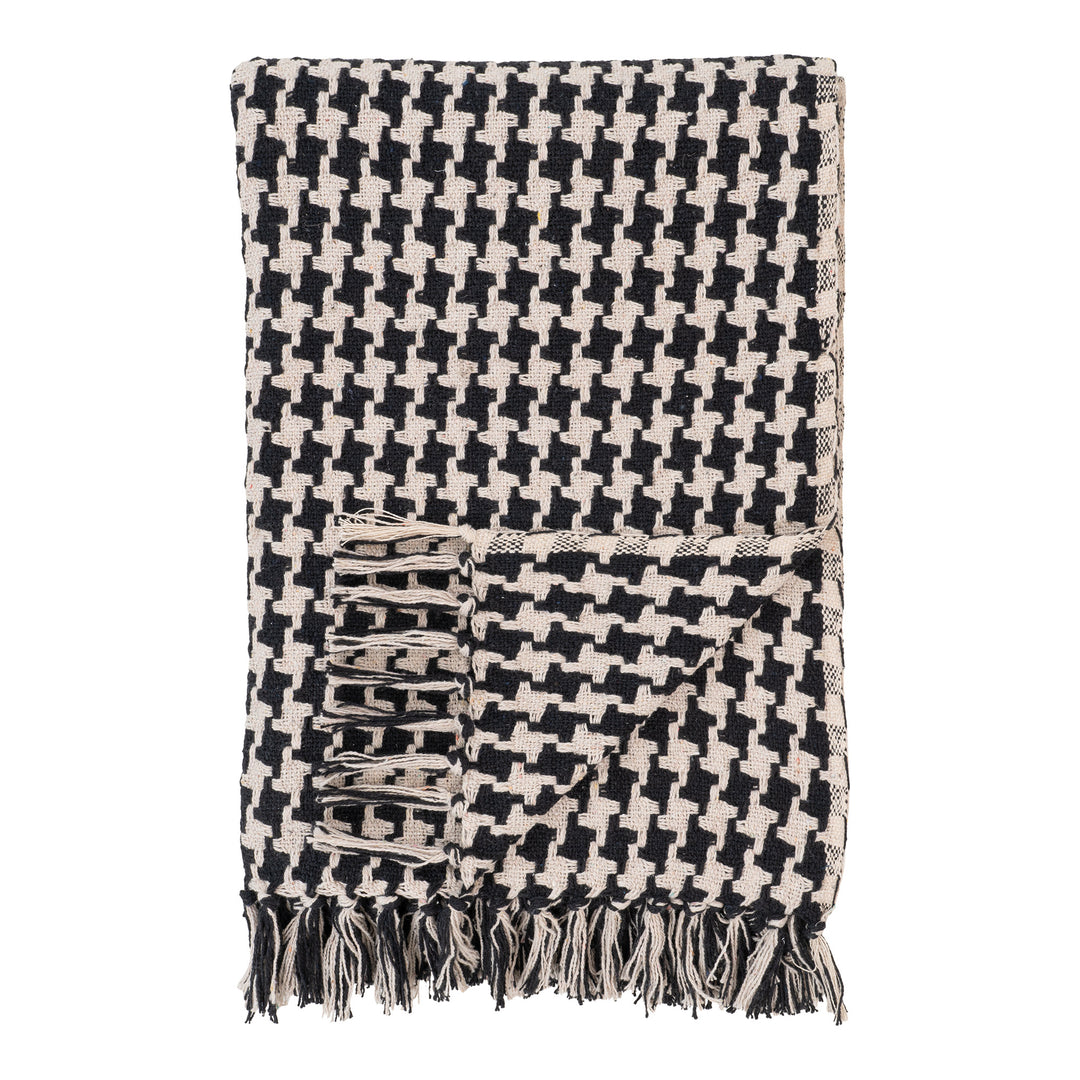 HOUSE NORDIC Side plaid rektangulær sort/beige bomuld/polyester 130x180