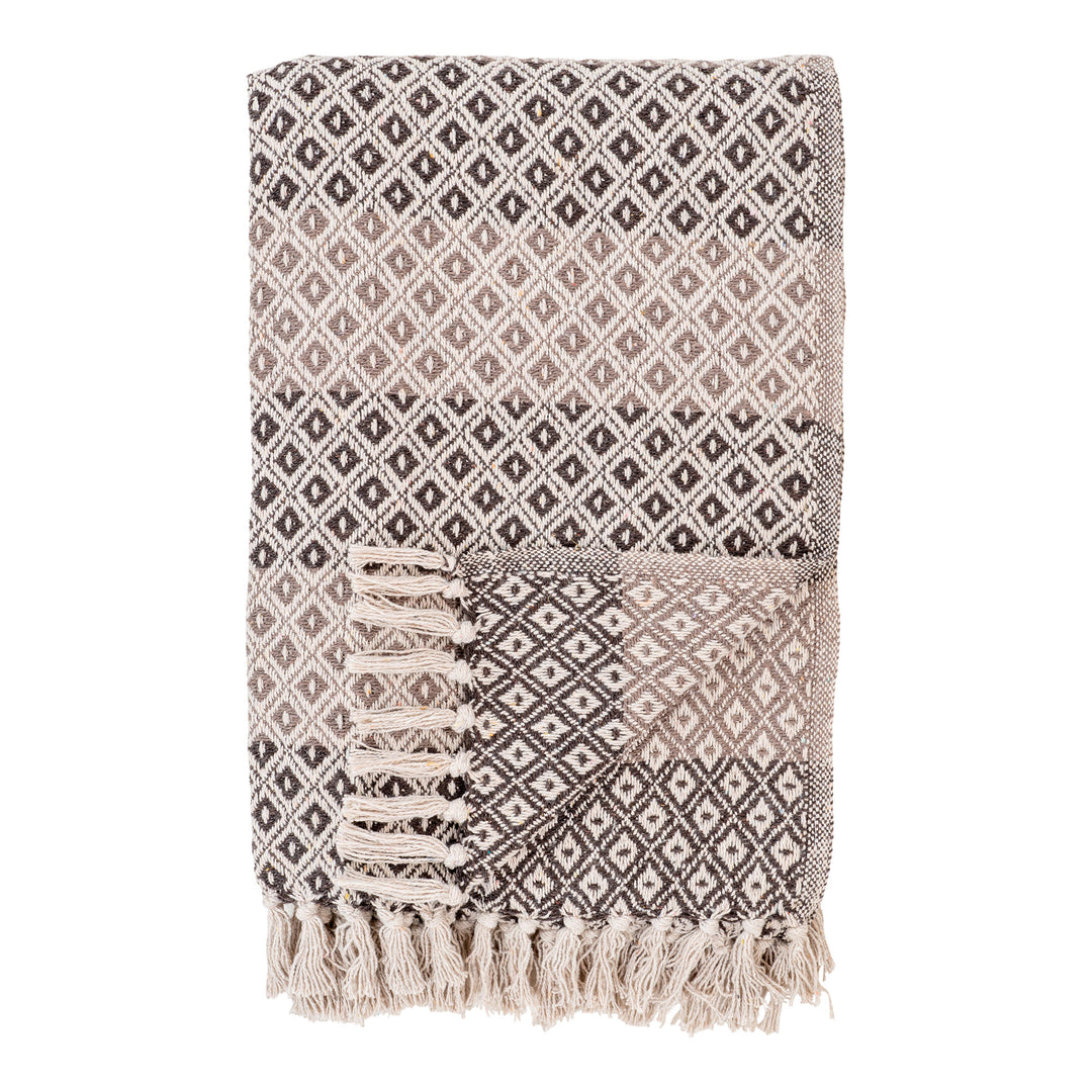 HOUSE NORDIC Alanya plaid rektangulær brun/beige/hvid bomuld/polyester 130x180