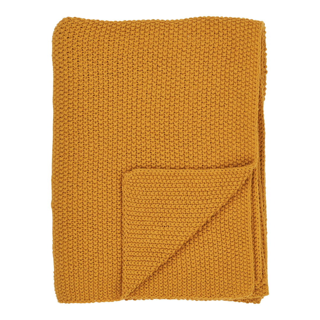 Produktbillede af HOUSE NORDIC Santos plaid rektangulær okker genanvendt bomuld 130x170 i premium kvalitet