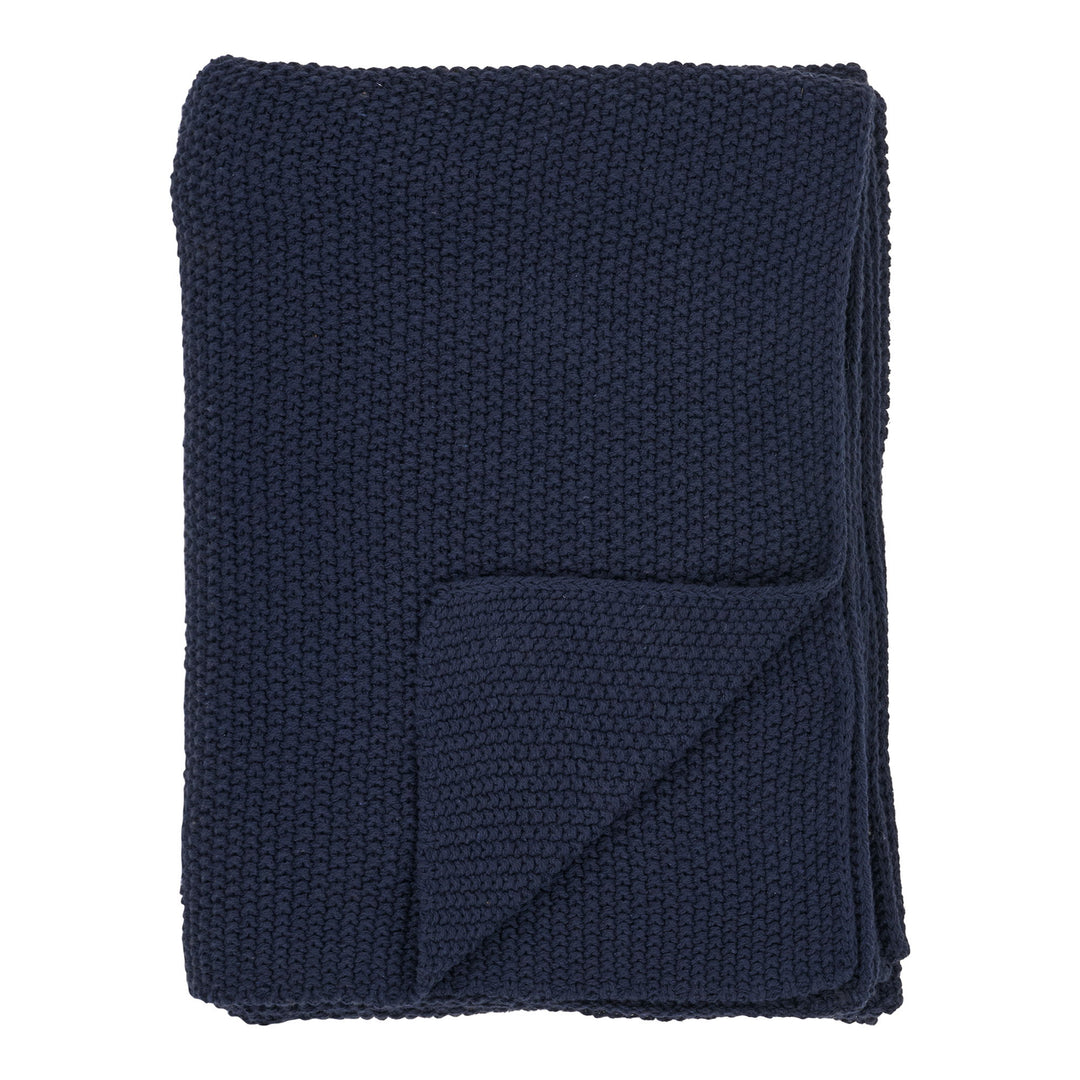 Produktbillede af HOUSE NORDIC Santos plaid rektangulær mørkeblå genanvendt bomuld 130x170 i premium kvalitet