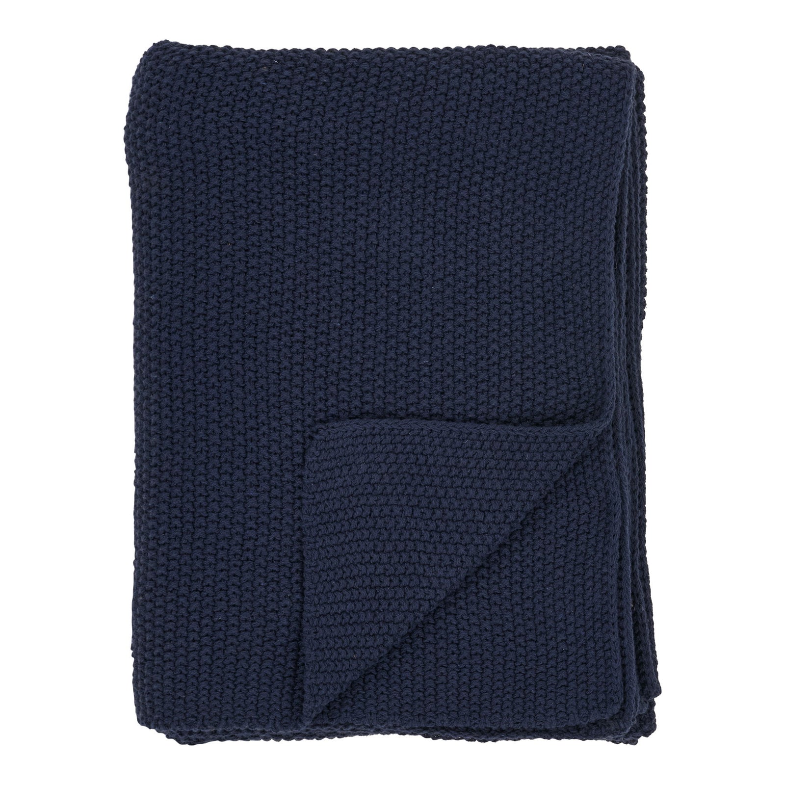 Produktbillede af HOUSE NORDIC Santos plaid rektangulær mørkeblå genanvendt bomuld 130x170 i premium kvalitet