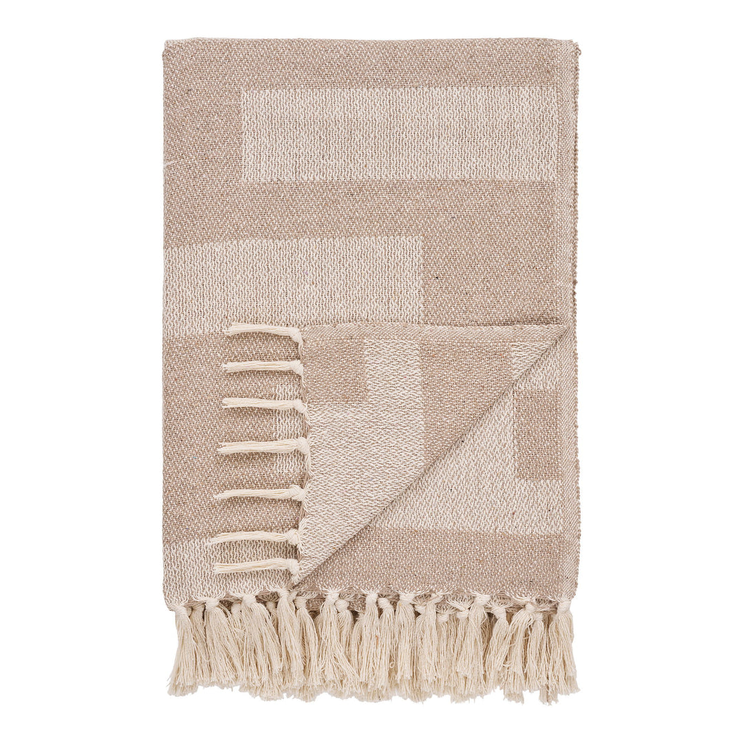 HOUSE NORDIC Adana plaid rektangulær taupe genanvendt bomuld og polyester 130x180