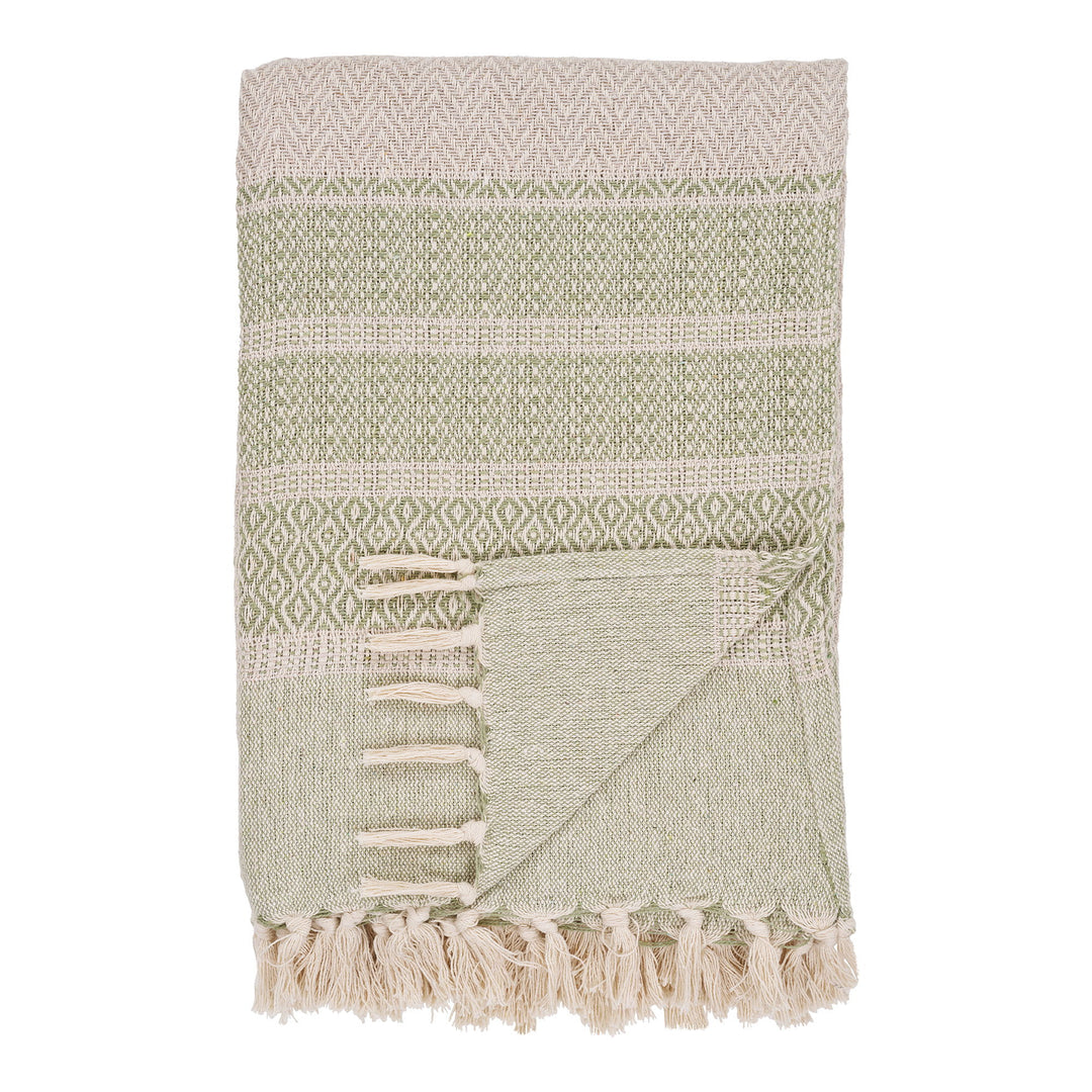 HOUSE NORDIC  Manisa plaid rektangulær grøn genanvendt bomuld og polyester 130x180