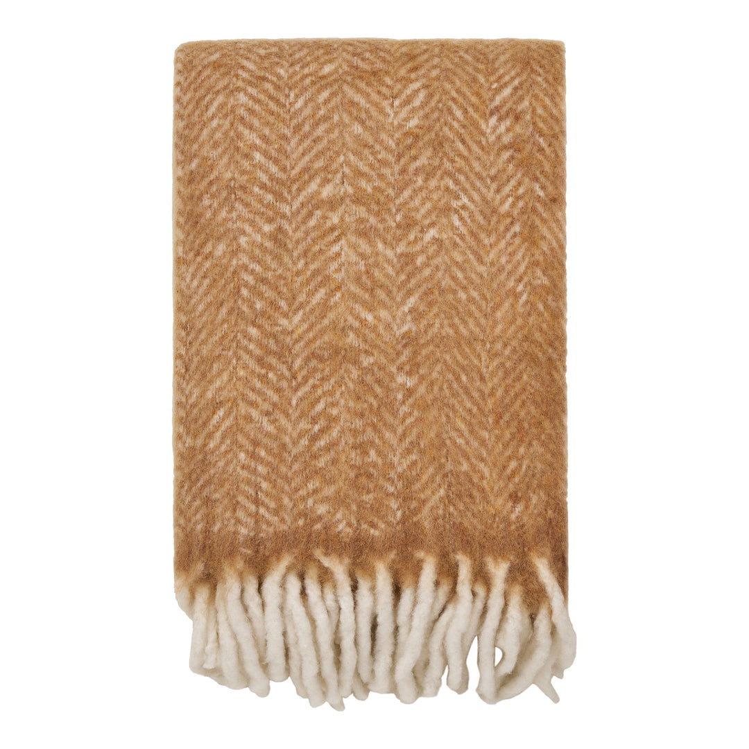 HOUSE NORDIC  Carmel plaid m. frynser rektangulær tan uld/polyester 170x130