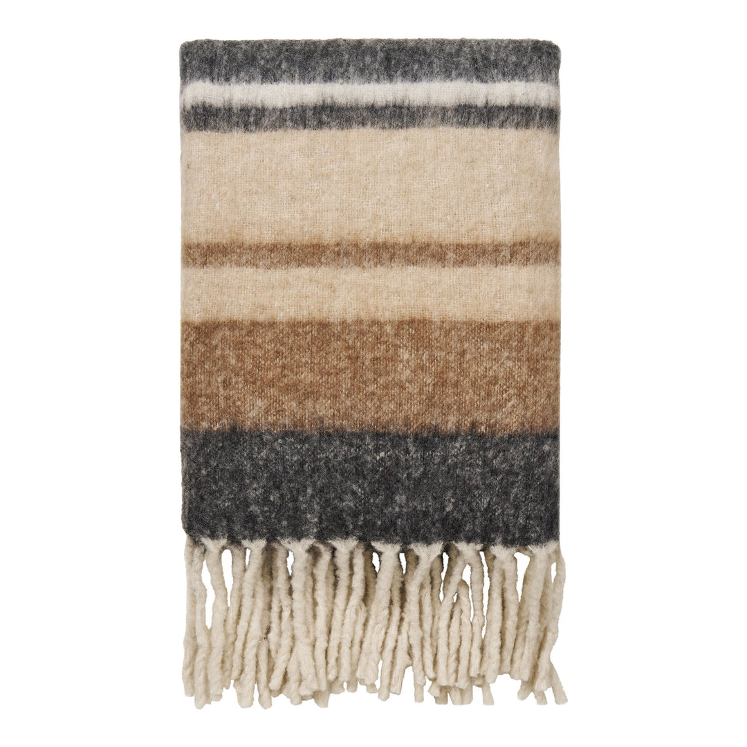 HOUSE NORDIC  Carmel plaid m. frynser rektangulær sort/brun uld/polyester 170x130