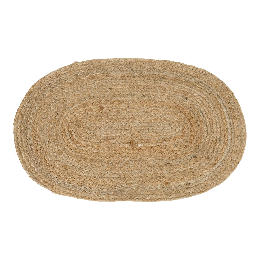 Dørmåtte i flettet jute natur oval 50x80 cm