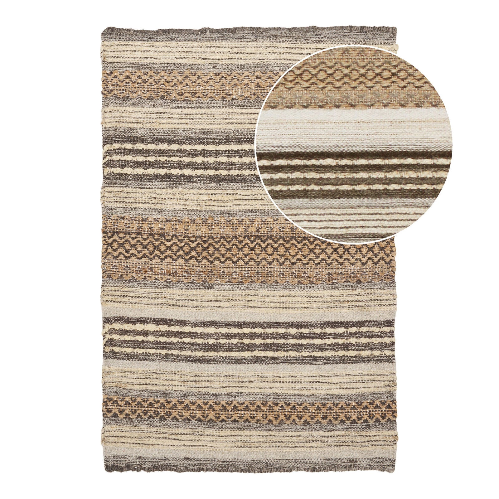 Produktbillede af HOUSE NORDIC Morena dørmåtte håndvævet rektangulær natur/grå jute og uld 60x90 i premium kvalitet
