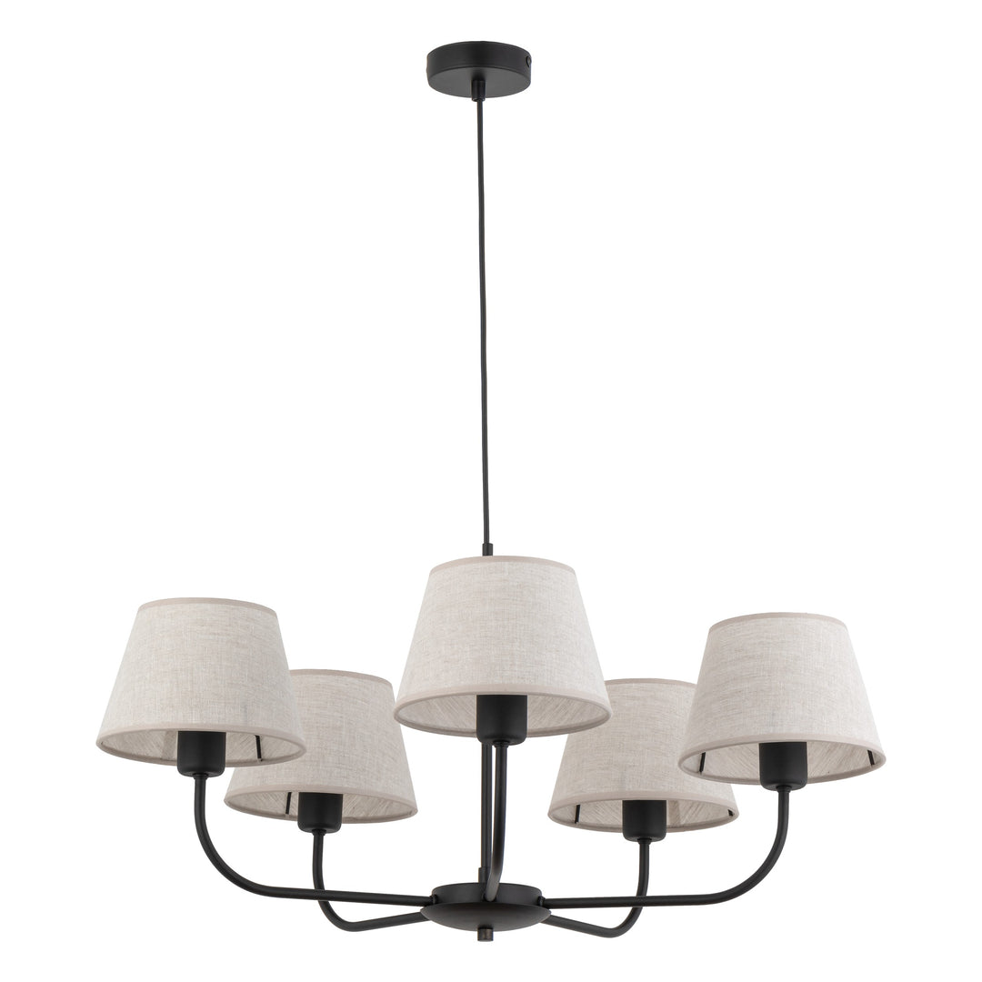 TK Chicago loftlampe m. 5 skærme natur hør stof og sort stål